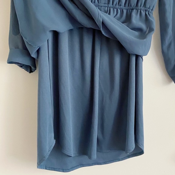 Charlotte Russe Long Sleeve Collared Button Up Dress Blue S - Picture 11 of 14